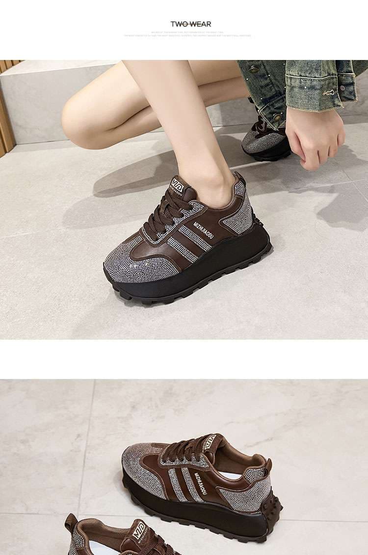 厚底スニーカー グリッターラメ輝くスポーツシューズ