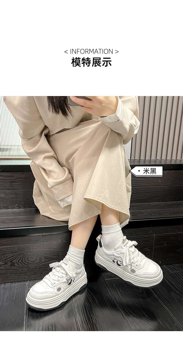 厚底スニーカー パンダモチーフ厚底スポーツシューズ